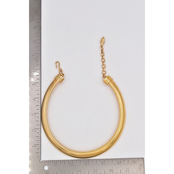 Vintage Chunky Choker Tuba Statement Necklace Gold Tone Bold Retro 80s BinBQ - Picture 12 of 12